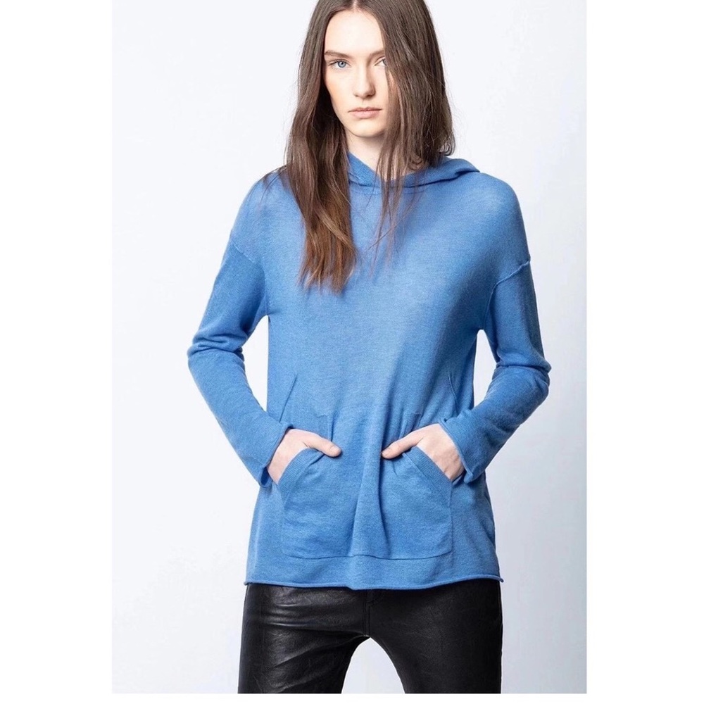 Zadig & Voltaire Cashmere Sweater blue hooded - Picture 1 of 5